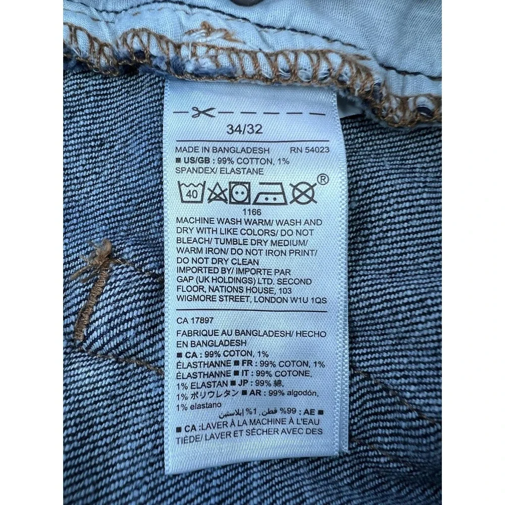 Gap Slim Stretch Jeans Mens 34x32 Blue Rinse Wash Slim Straight Denim Pants
